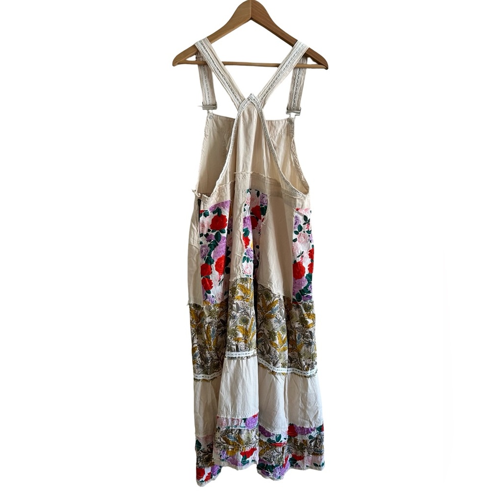 POL Mixed Print Patchwork Overall Dress in Oatmilk - Picture 10 of 11